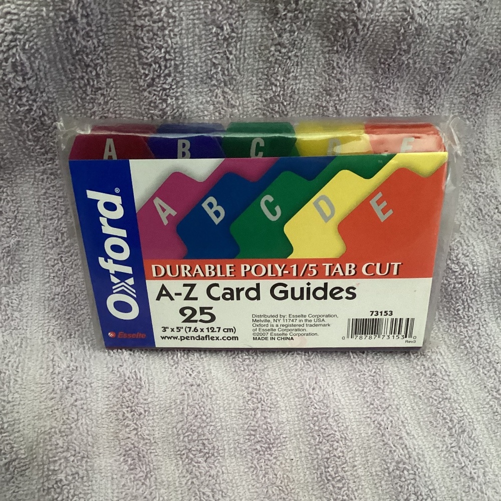 Oxford A-Z card guides 3”x 5”